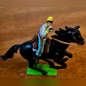 Vintage Britains LTD Confederate Calvary Trooper on Black Horse 1971 Military